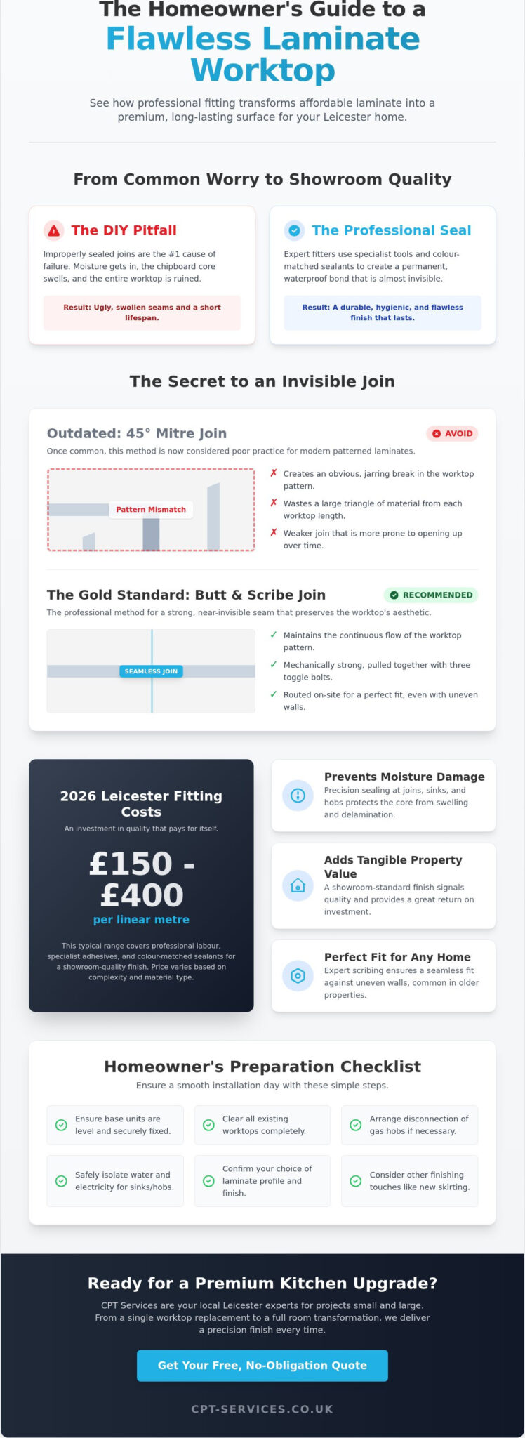 Professional Laminate Worktop Fitting in Leicester: The 2026 Guide to a Flawless Finish